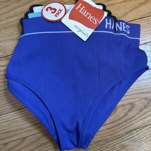 Hanes Originals Women's Seamless Rib Hi-Leg Bikini Underwear Medium NWT